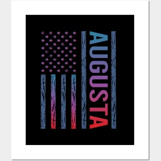 Blue Red Flag - Augusta Posters and Art